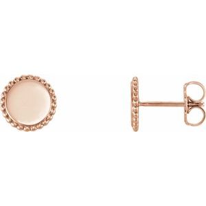 14K Rose Gold Engravable Beaded Earrings