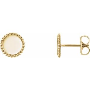 14K Yellow Gold Engravable Beaded Earrings