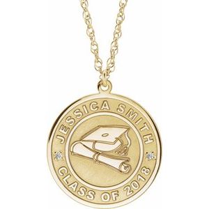 10K Yellow Gold .01 CTW Natural Diamond Engravable Graduation 18" Necklace