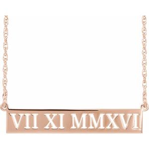 14K Rose Gold-Plated Sterling Silver Pierced Roman Numeral Date 18" Necklace