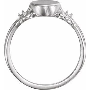 Sterling Silver 1.5 mm Round  12x8 mm Oval Fleur-de-lis Signet Ring