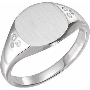 Sterling Silver .05 CTW Natural Diamond Square Signet Ring