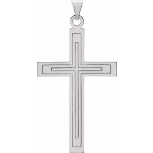 14K White Gold 49.4x25 mm Cross Pendant