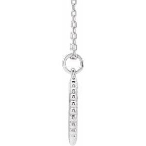 14K White Gold Engravable Beaded Disc 16-18" Necklace