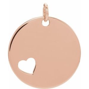 Engravable Pierced Heart Disc Pendant