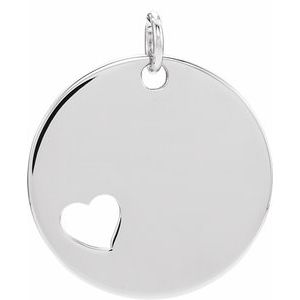 Sterling Silver Engravable Pierced Heart Disc Pendant