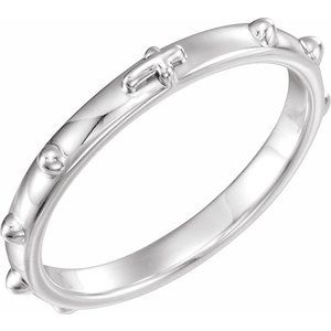 10K X1 White Gold 2.5 mm Rosary Ring Size 9