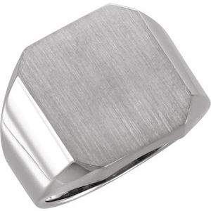 14K White Gold Octagon Signet Ring