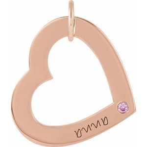 14K Rose Gold 1-Stone Posh Mommy�� Medium Engravable Heart Loop Pendant Mounting
