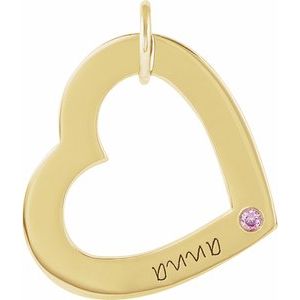 18K Yellow Gold Vermeil 1-Stone Posh Mommy�� Medium Engravable Heart Loop Pendant Mounting