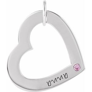 Sterling Silver 1-Stone Posh Mommy�� Medium Engravable Heart Loop Pendant Mounting