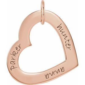 14K Rose Gold Posh Mommy�� Medium Engravable Heart Loop Pendant