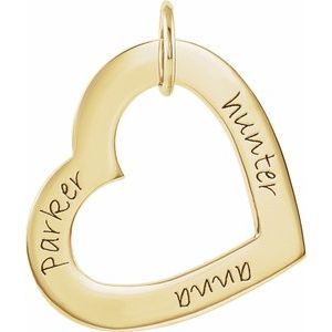 18K Yellow Gold Vermeil Posh Mommy�� Medium Engravable Heart Loop Pendant