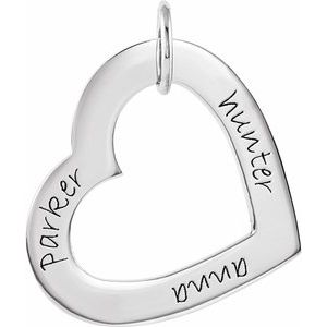 Sterling Silver Posh Mommy�� Medium Engravable Heart Loop Pendant