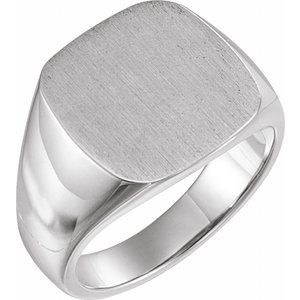 10K White Gold Square Signet Ring