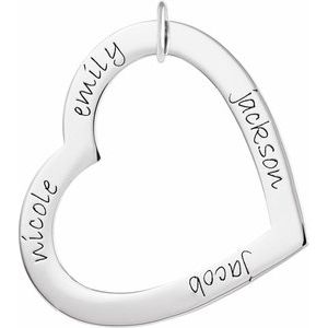 14K White Gold Posh Mommy�� Large Engravable Heart Loop Pendant