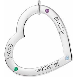 Sterling Silver 3-Stone Posh Mommy�� Large Engravable Heart Loop Pendant Mounting