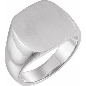 14K White Gold 16 mm Signet Ring