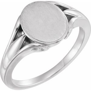 Sterling Silver 12x10 mm Oval Signet Ring