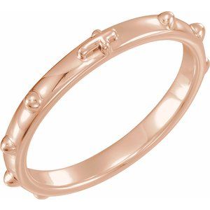 18K Rose Gold 2.5 mm Rosary Ring Size 4
