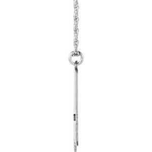 Rhodium-Plated Sterling Silver .015 CT Natural Diamond Alabama State Accent City 18" Necklace