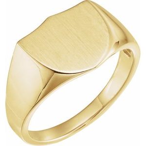 14K Yellow Gold 14 mm Shield Signet Ring