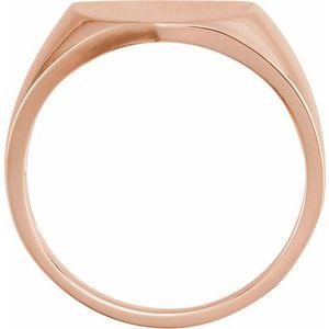 14K Rose Gold 14 mm Shield Signet Ring