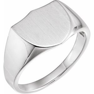 Platinum 14 mm Shield Signet Ring