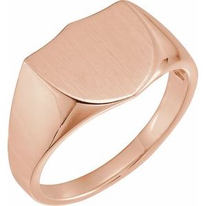 14K Rose Gold 14 mm Shield Signet Ring