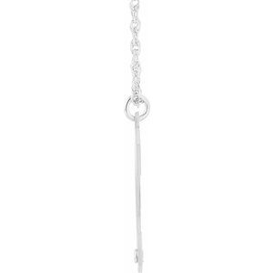 10K White Gold Engravable Imitation Blue Zircon Initial C 18" Necklace