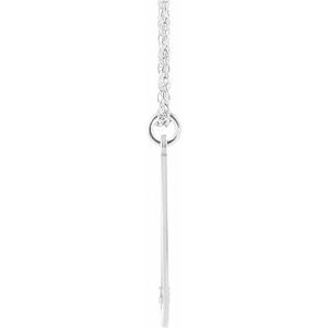 10K White Gold Engravable Imitation Peridot Initial D 18" Necklace