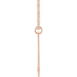 14K Rose Gold Engravable Imitation Mozambique Garnet Initial D 18" Necklace
