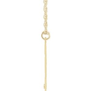 14K Yellow Gold Engravable Imitation Diamond Initial E 18" Necklace