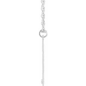 14K White Gold Engravable Imitation Citrine Initial E 18" Necklace