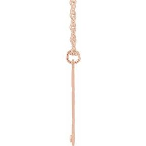 14K Rose Gold Engravable Imitation Blue Zircon Initial E 18" Necklace