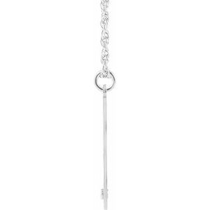 10K White Gold Engravable Imitation Peridot Initial D 18" Necklace
