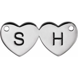 Sterling Silver Engravable Double Heart Necklace Center