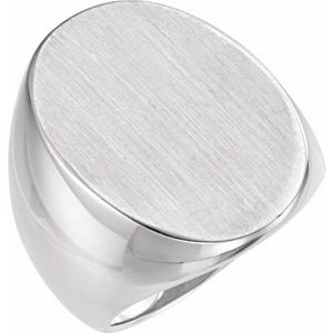 10K White Gold 27x19 mm Oval Signet Ring