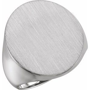 Sterling Silver 22x20 mm Oval Signet Ring