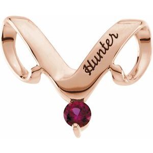 18K Rose Gold 1-Stone Engravable Family Slide Pendant Mounting