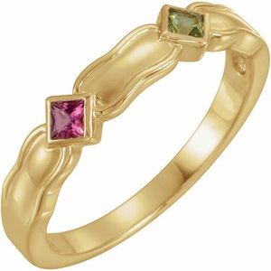 18K Yellow Gold 2-Stone Family Engravable Ring Mounting