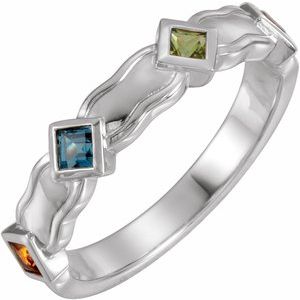 10K White Gold 4-Stone Family Engravable Ring Mounting
