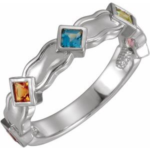 Continuum Sterling Silver 5-Stone Family Engravable Ring Mounting