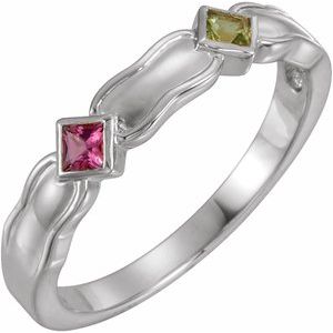 Continuum Sterling Silver 2-Stone Family Engravable Ring Mounting