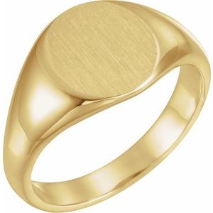 14K Yellow Gold 12.5x10.5 mm Oval Signet Ring
