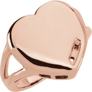 18K Rose Gold 2-Stone Engravable Family Heart Ring Mounting