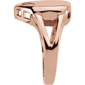 18K Rose Gold 2-Stone Engravable Family Heart Ring Mounting