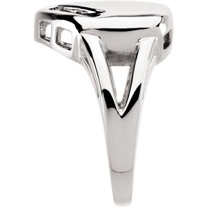 18K White Gold 3-Stone Engravable Family Heart Ring Mounting