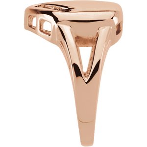 18K Rose Gold 3-Stone Engravable Family Heart Ring Mounting