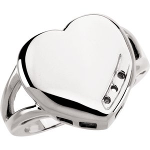 Continuum Sterling Silver 3-Stone Engravable Family Heart Ring Mounting